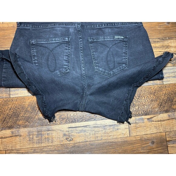 Calvin‎ Klein Jeans Black Cuffed High Rise Denim Cut Off Shorts Size 16 - Picture 9 of 11
